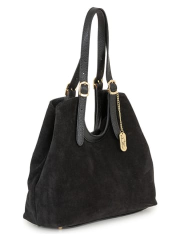 Anna Morellini Leren schoudertas "Cletta" zwart - (B)42 x (H)33 x (D)14 cm