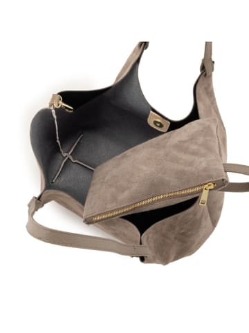 Anna Morellini Skórzany shopper bag "Lucria" w kolorze szarobrązowym - 35 x 27 x 19 cm