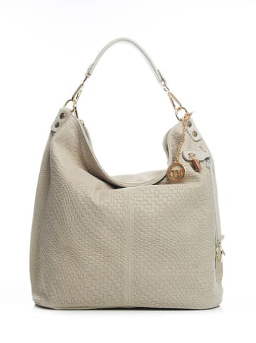 Mia Tomazzi Skórzany shopper bag "Niguarda" w kolorze beżowym - 42 x 38 x 17 cm