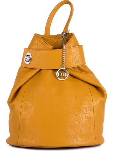 Mia Tomazzi Leren rugzak "Sirietto" mosterdgeel - (B)28 x (H)35 x (D)13 cm