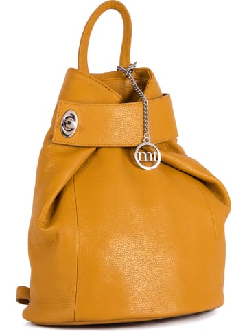 Mia Tomazzi Leren rugzak "Sirietto" mosterdgeel - (B)28 x (H)35 x (D)13 cm