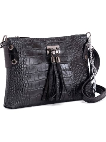 Mia Tomazzi Leren schoudertas "Abano" zwart - (B)23 x (H)16 x (D)2 cm