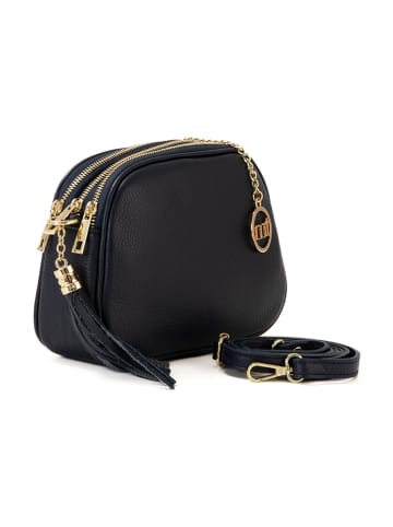 Mia Tomazzi Leren schoudertas "Gradisca" donkerblauw - (B)22,5 x (H)16 x (D)7 cm
