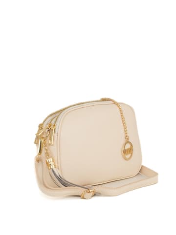 Mia Tomazzi Leren schoudertas "Gradisca" beige - (B)22,5 x (H)16 x (D)7 cm