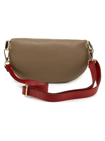 Mia Tomazzi Leren borstbuidel "Perugino" beige/zwart - (B)23 x (H)13 x (D)2 cm