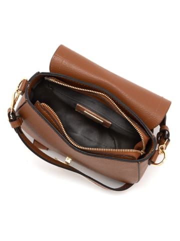 Mia Tomazzi Leren schoudertas "Carracci" lichtbruin - (B)23 x (H)18 x (D)7,5 cm