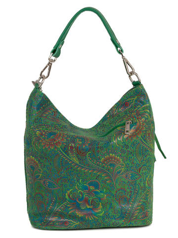 Mia Tomazzi Skórzana torebka w kolorze zielonym - 28 x 31 x 14 cm