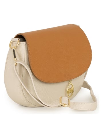 Mia Tomazzi Leren schoudertas "Eschilo" beige - (B)23 x (H)19 x (D)8 cm