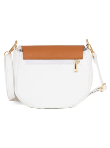 Mia Tomazzi Leder-Umhängetasche "Eschilo" in Weiß/ Cognac - (B)23 x (H)19 x (T)8 cm