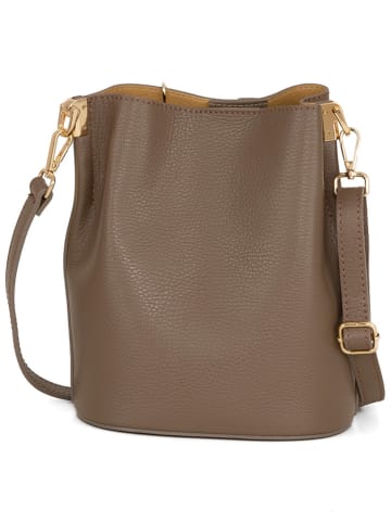 Mia Tomazzi Leren schoudertas taupe - (B)20 x (H)23 x (D)14 cm