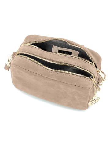 Mia Tomazzi Leren schoudertas "Vittadini" taupe - (B)23 x (H)16 x (D)11 cm