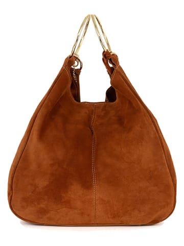 Mia Tomazzi Skórzana torebka "Tarabella" w kolorze jasnobrązowym - 34 x 30 x 11 cm