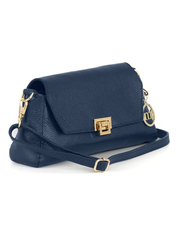 Mia Tomazzi Leren schoudertas "Berbera" donkerblauw - (B)27 x (H)16 x (D)8 cm