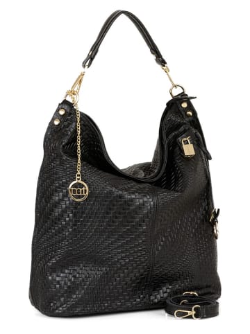 Mia Tomazzi Leder-Schultertasche "Belinzaghi" in Schwarz - (B)42 x (H)38 x (T)17 cm