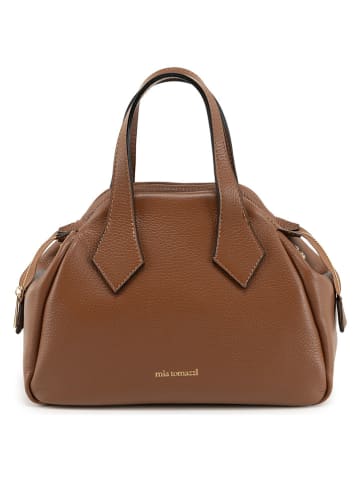 Mia Tomazzi Skórzana torebka "Omenoni" w kolorze jasnobrązowym - 28 x 21 x 13 cm