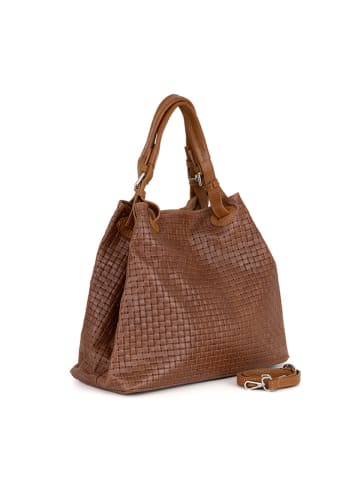 Lucca Baldi Leder-Henkeltasche "Fosdinovo" in Braun - (B)45 x (H)37 x (T)15 cm