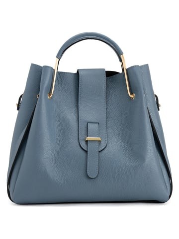 Lucca Baldi Leren handtas "Vinci" lichtblauw - (B)33 x (H)28 x (D)13 cm