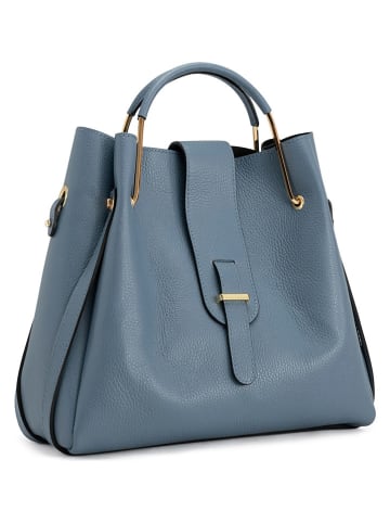 Lucca Baldi Leren handtas "Vinci" lichtblauw - (B)33 x (H)28 x (D)13 cm
