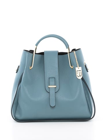 Lucca Baldi Leren handtas "Vinci" lichtblauw - (B)33 x (H)28 x (D)13 cm