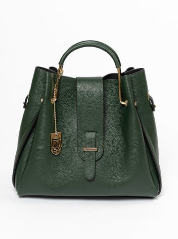 Lucca Baldi Leren handtas "Vinci" donkergroen - (B)33 x (H)28 x (D)13 cm