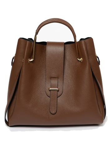 Lucca Baldi Leder-Henkeltasche "Vinci" in Braun - (B)33 x (H)28 x (T)13 cm