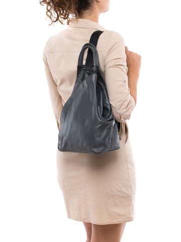 Lucca Baldi Leren rugzak "Novara" antraciet/zwart - (B)29 x (H)34 x (D)13 cm