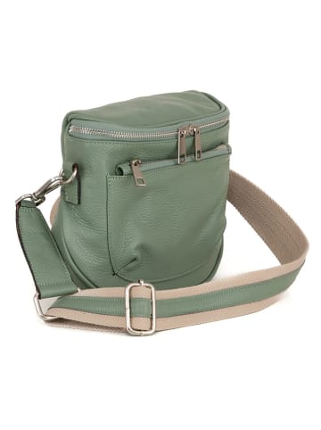 Lucca Baldi Leder-Umhängetasche "Favara" in Grün - (B)24 x (H)19 x (T)7 cm