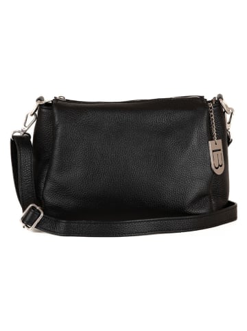 Lucca Baldi Leder-Umhängetasche "Melfi" in Schwarz - (B)26 x (H)19 x (T)9 cm