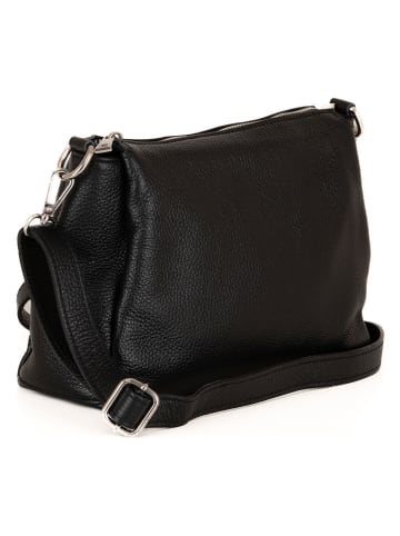 Lucca Baldi Leren schoudertas "Melfi" zwart - (B)26 x (H)19 x (D)9 cm