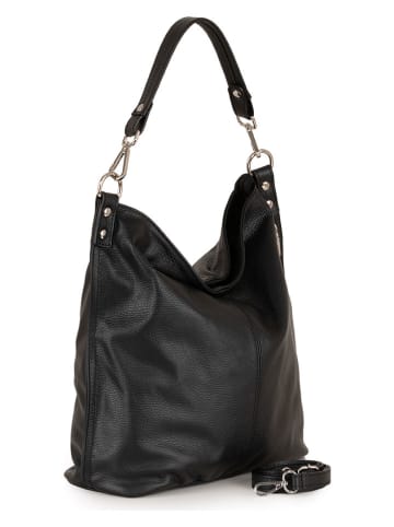 Lucca Baldi Leren schoudertas "Bolzano" zwart - (B)45 x (H)40 x (D)15 cm