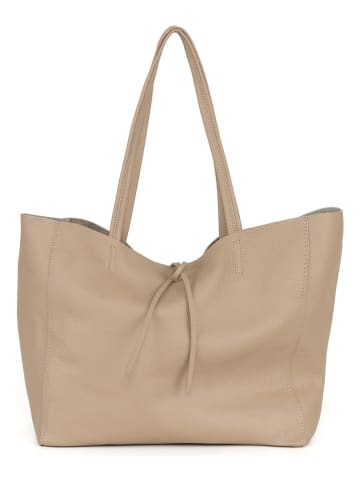 Lucca Baldi Leren shopper "Spoleto" taupe - (B)34 x (H)28 x (D)14 cm