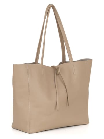 Lucca Baldi Skórzany shopper bag "Spoleto" w kolorze szarobrązowym - 34 x 28 x 14 cm