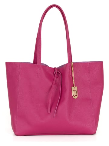 Lucca Baldi Leren shopper "Spoleto" roze - (B)34 x (H)28 x (D)14 cm