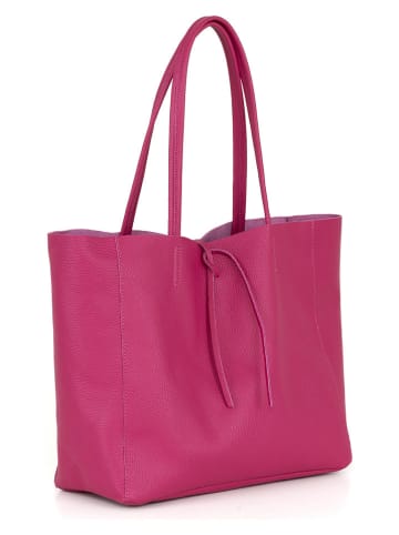 Lucca Baldi Skórzany shopper bag "Spoleto" w kolorze różowym - 34 x 28 x 14 cm