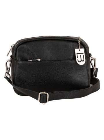 Lucca Baldi Leren schoudertas "Cascina" zwart - (B)22 x (H)18 x (D)9 cm