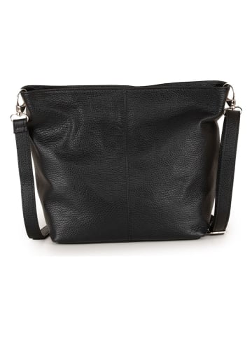 Lucca Baldi Leder-Schultertasche "Trapani" in Schwarz - (B)33 x (H)25 x (T)14 cm