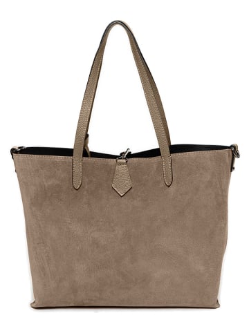 Lucca Baldi Skórzany shopper bag "Imerese" w kolorze szarobrązowym - 46 x 30 x 12 cm
