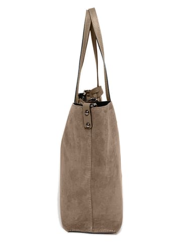 Lucca Baldi Leder-Shopper "Imerese" in Taupe - (B)46 x (H)30 x (T)12 cm