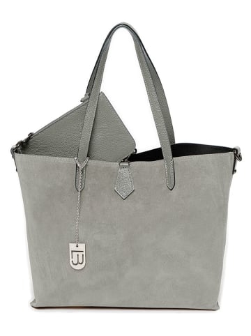Lucca Baldi Leren shopper "Imerese" grijs - (B)46 x (H)30 x (D)12 cm