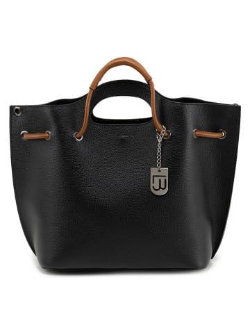Lucca Baldi Leren handtas "Vigevano" zwart - (B)47 x (H)27 x (D)17 cm