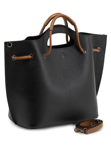 Lucca Baldi Leren handtas "Vigevano" zwart - (B)47 x (H)27 x (D)17 cm