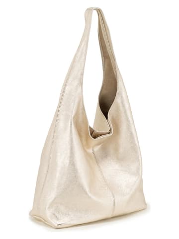 Lucca Baldi Leder-Schultertasche "Terracina" in Gold - (B)32 x (H)32 x (T)16 cm