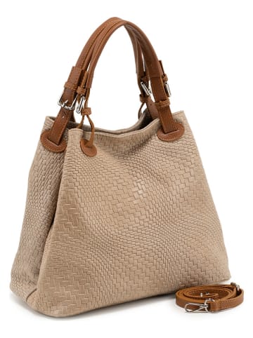 Lucca Baldi Skórzana torebka "Sarzana" w kolorze beżowym - 37 x 45 x 15 cm