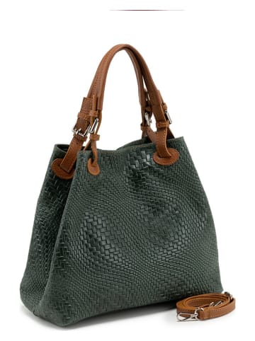 Lucca Baldi Skórzana torebka "Sarzana" w kolorze zielonym - 37 x 45 x 15 cm