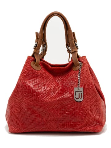 Lucca Baldi Leren schoudertas "Sarzana" rood - (B)37 x (H)45 x (D)15 cm