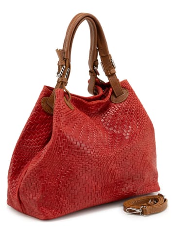 Lucca Baldi Leren schoudertas "Sarzana" rood - (B)37 x (H)45 x (D)15 cm
