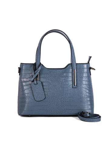 Lia Biassoni Leren schoudertas "Acco" blauw - (B)32 x (H)22 x (D)12 cm