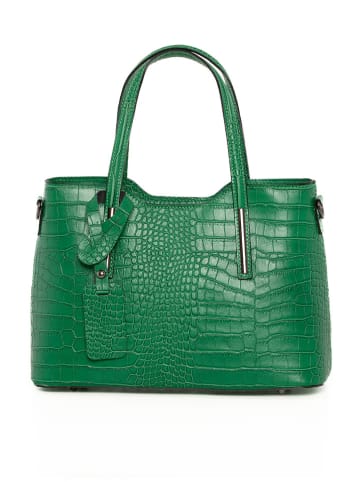 Lia Biassoni Leren schoudertas "Acco" groen - (B)32 x (H)22 x (D)12 cm