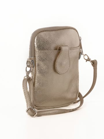 Lia Biassoni Leren smartphonetas "Paglia" goudkleurig - (B)15 x (H)20 x (D)1 cm