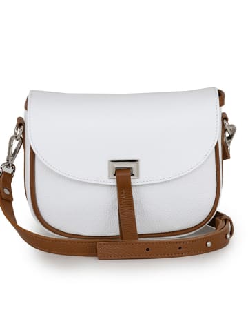Lia Biassoni Leder-Umhängetasche "Neva" in Weiß - (B)20 x (H)16 x (T)6 cm